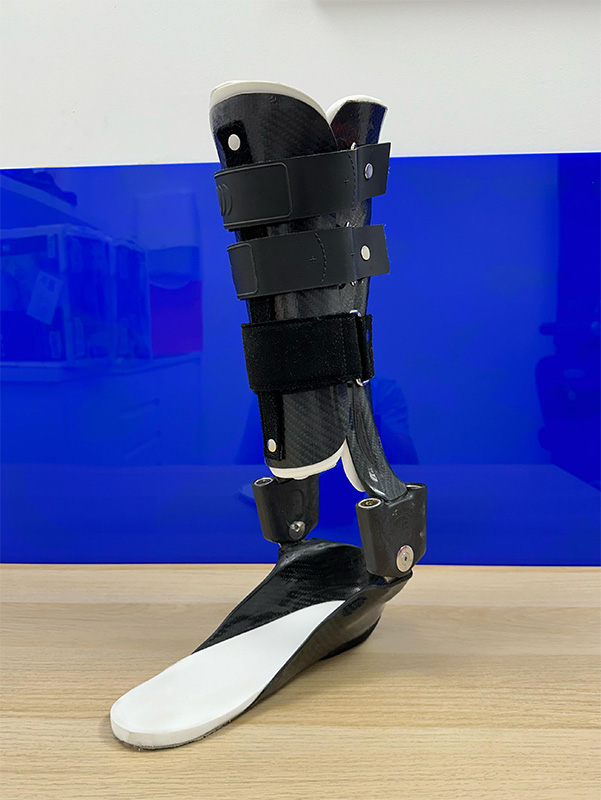 Bespoke, carbon-fibre Ankle foot orthosis with Neuro Swing Fior and Gentz system